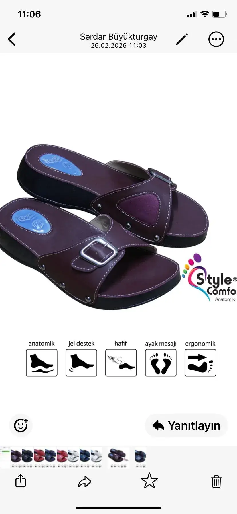 Bordo Anatomik Tokalı Terlik